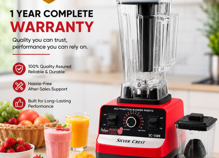 Cruiser Electricals Commercial Blender 2L | Multifunction Electric Mixer Grinder for Hotel & Home Use | 15 Speed Settings | Total Crushing Technology | Plastic Jar & Body
