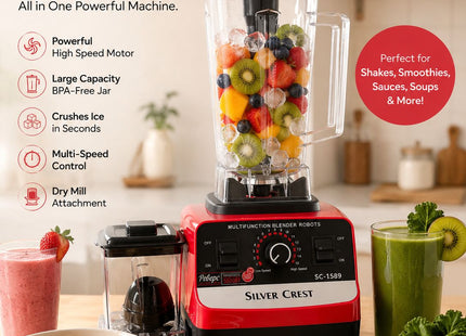 Cruiser Electricals Commercial Blender 2L | Multifunction Electric Mixer Grinder for Hotel & Home Use | 15 Speed Settings | Total Crushing Technology | Plastic Jar & Body