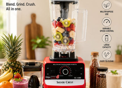 Cruiser Electricals Commercial Blender 2L | Multifunction Electric Mixer Grinder for Hotel & Home Use | 15 Speed Settings | Total Crushing Technology | Plastic Jar & Body