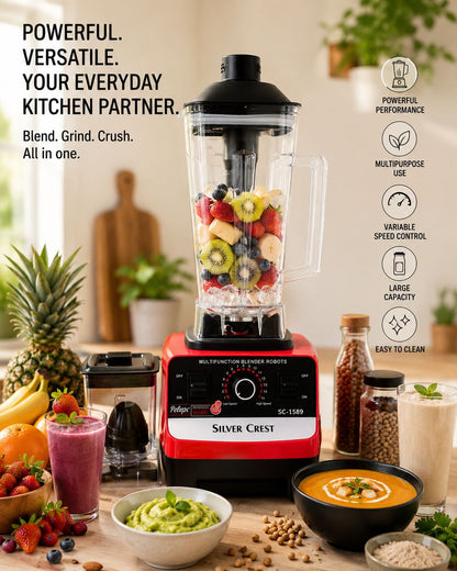 Cruiser Electricals Commercial Blender 2L | Multifunction Electric Mixer Grinder for Hotel & Home Use | 15 Speed Settings | Total Crushing Technology | Plastic Jar & Body